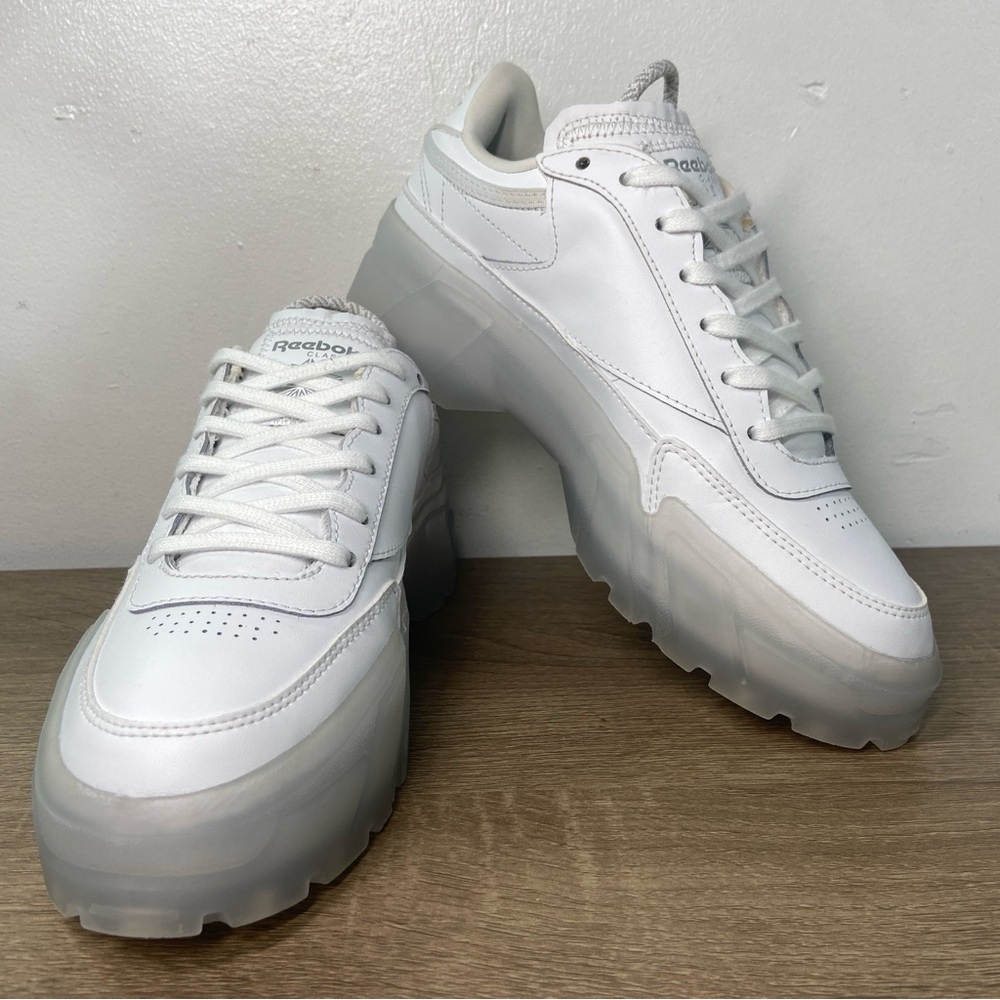 Reebok Cardi B x Club C Shoes UK 5 US 7.5 Triple White Raised Platform Sneakers